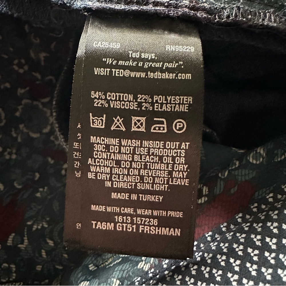 TED BAKER London Navy Cotton Blend Volvek Classic Trouser Pants Career Size 33R - Picture 14 of 16